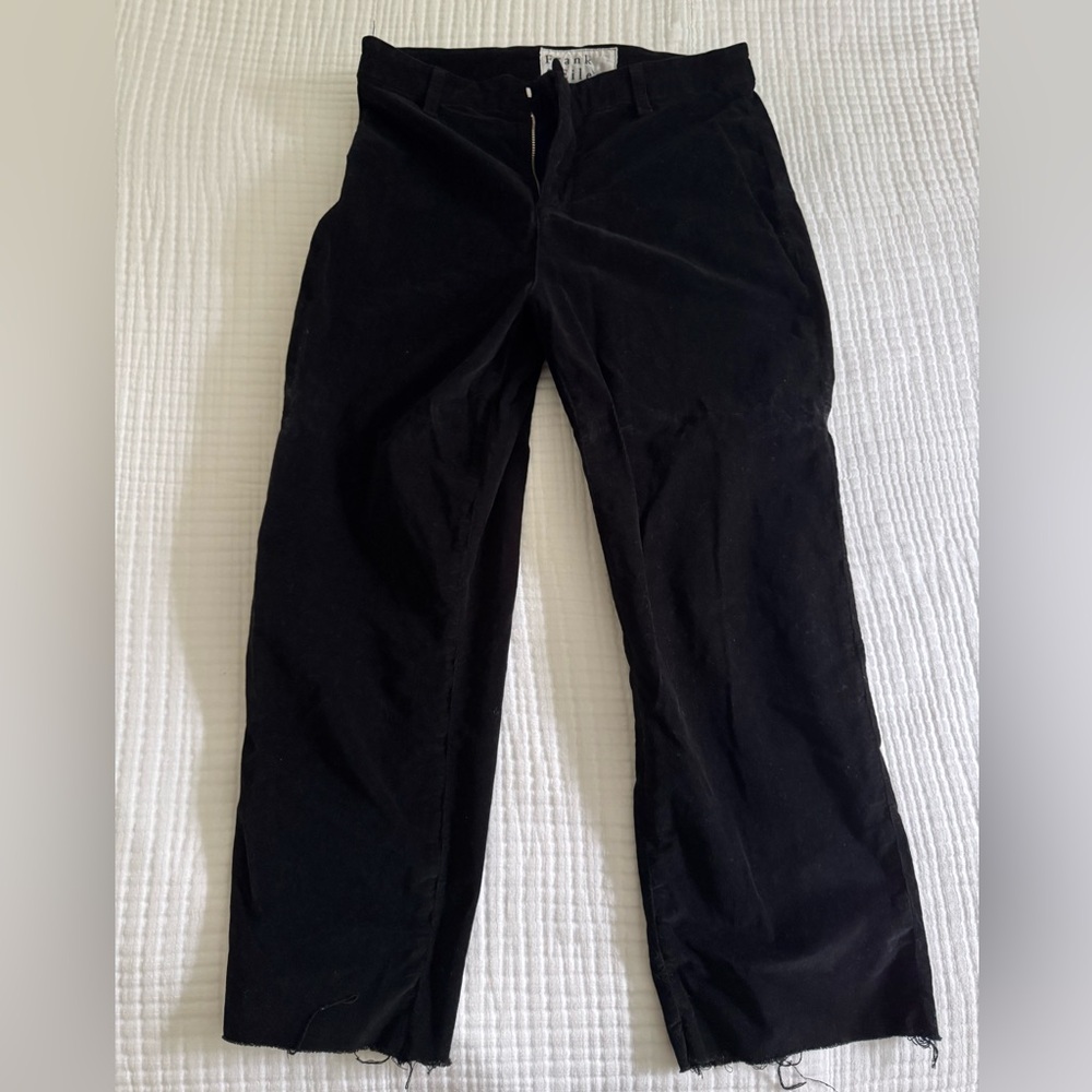 Frank & Eileen Women’s Cotton Velvet High Rise Straight Leg Pants Black Size 8